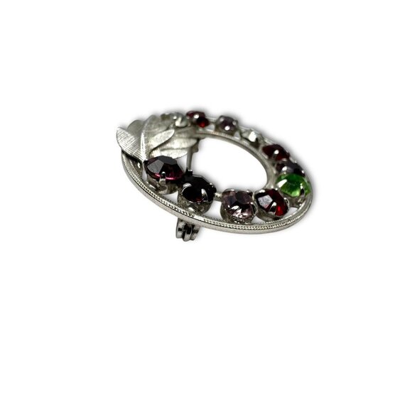 Vintage Curtis Designs Rhinestone Circle Brooch Multicolor Stones Silver-Tone - Picture 11 of 11